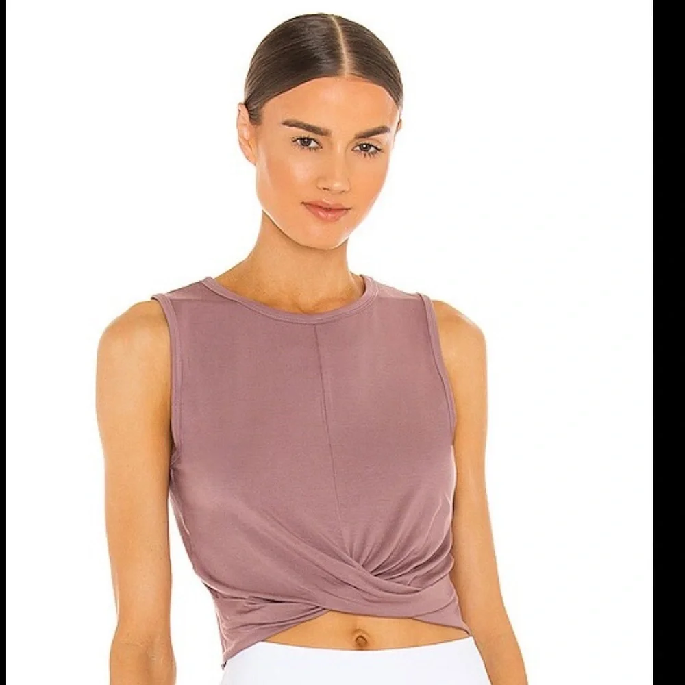 ALO Women's Clover Tank Sleeveless Twist Front Top - Woodrose